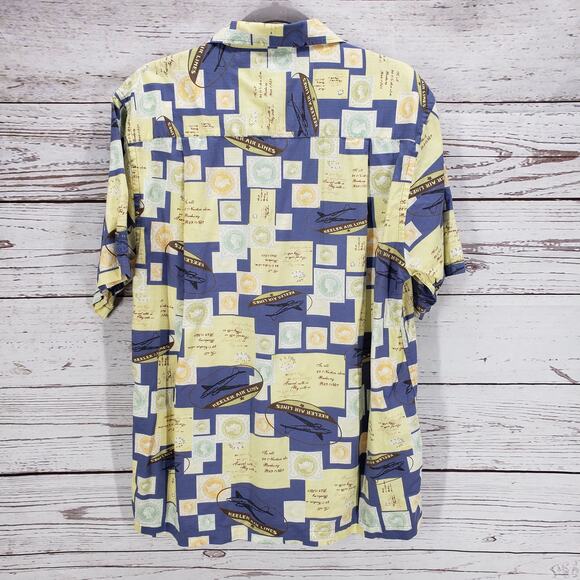 Cutter & Buck Men's Keeler Airlines Passport Stamp Print Shirt Medium - Picture 12 of 14